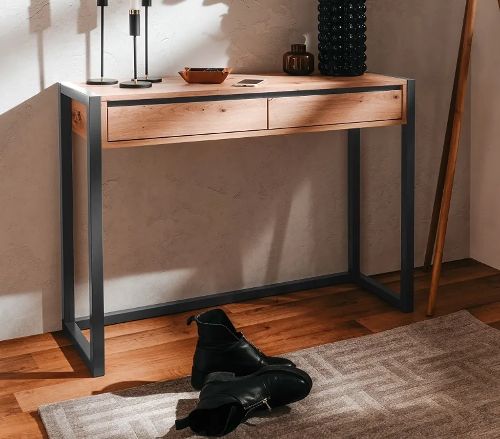 Table d'appoint Console Denver Artisan Oak et Anthracite Style Industriel - 3