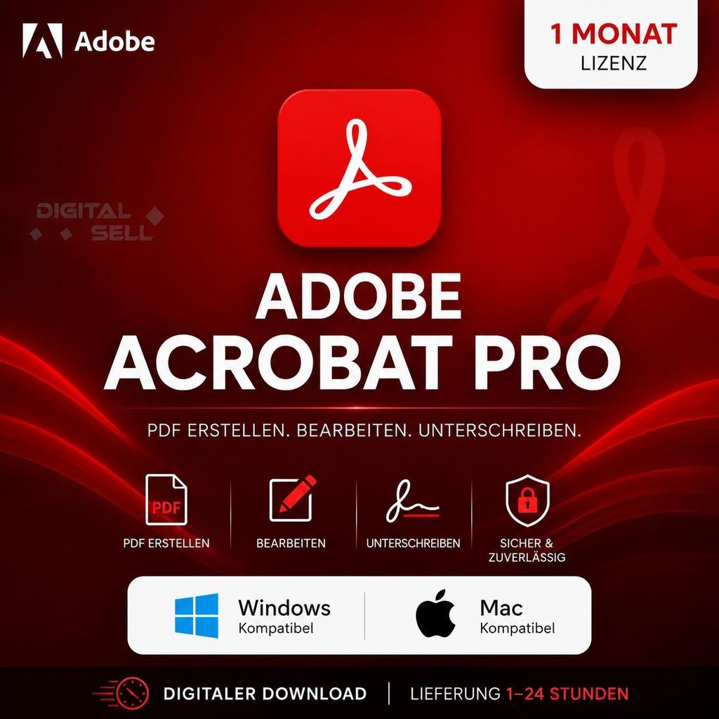 Adobe Acrobat Pro 1 Monat – PDF Bearbeiten – Lizenzschlüssel – Sofortige Lieferung