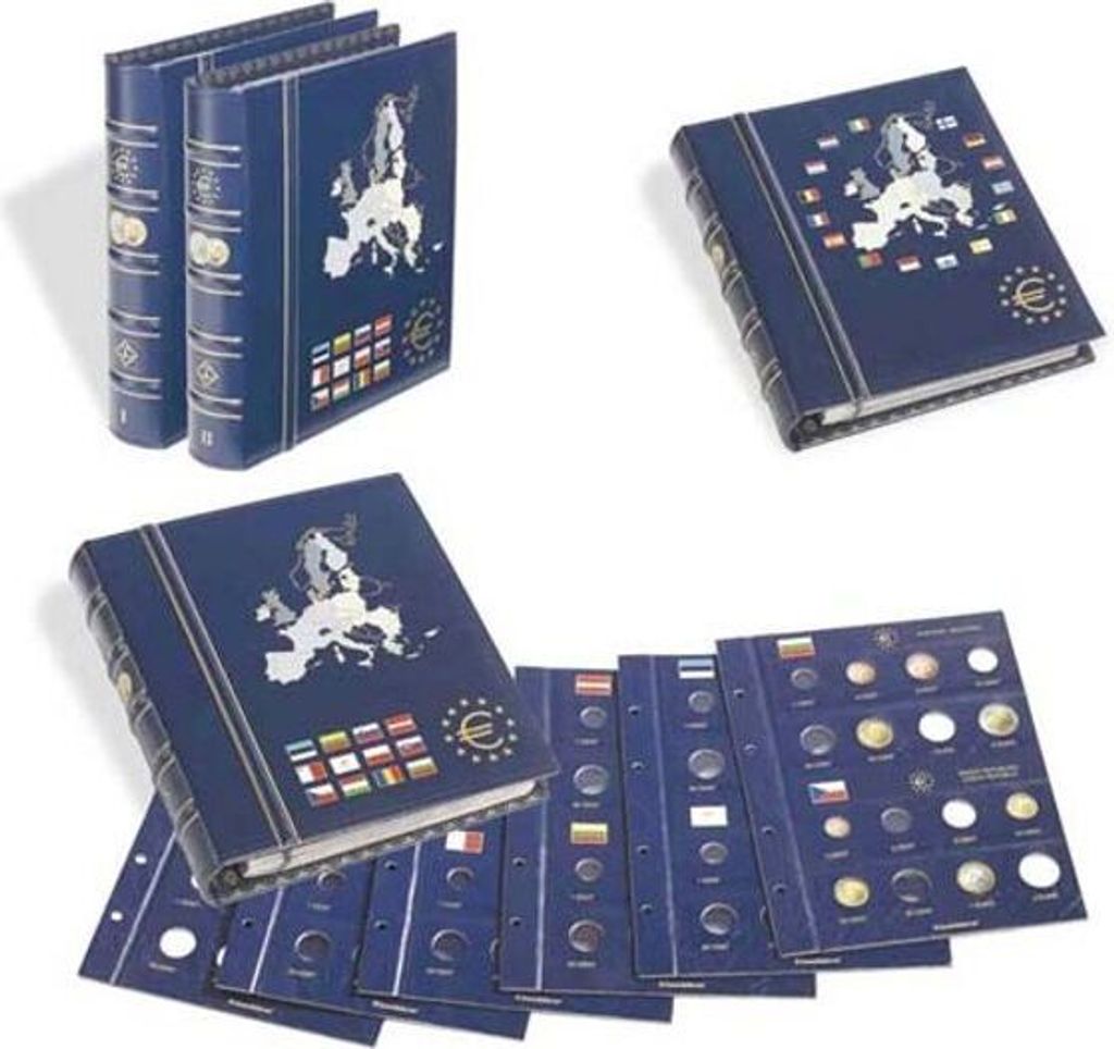 Münzalbum VISTA, Band 1 und 2Alte und neue Länder, inkl. Schutzkassetten, blau