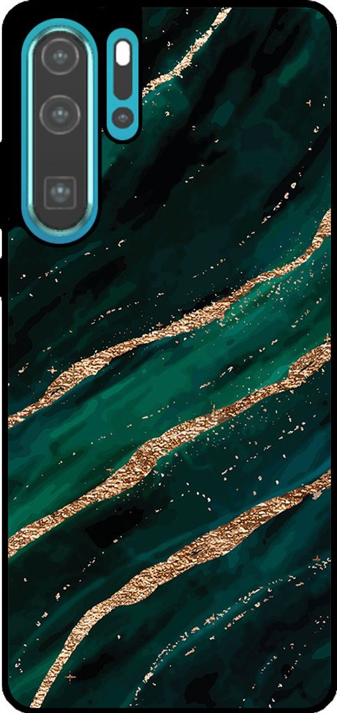 Smartphonica Phone Case Fit für Huawei P30 Pro mit Marmor-Druck - TPU zurück Abdeckung Fall Marmor-Design - Grün Gold