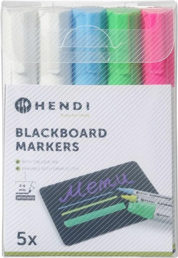 Set 5 Marcatori a Gesso Bianco HENDI 6mm Punta Scalpello Professionali