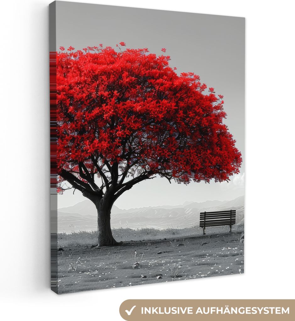 Leinwand Bilder 60x80 cm - Lebensbaum - Rot - Natur - Produktbild 