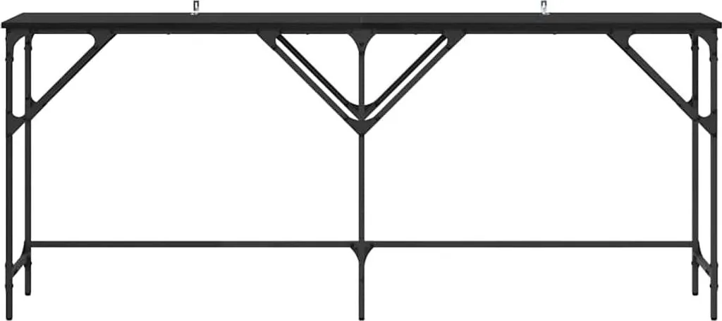 Consolle Ingresso Lunga 180 cm - Stile Industrial Nero e Rovere - 5