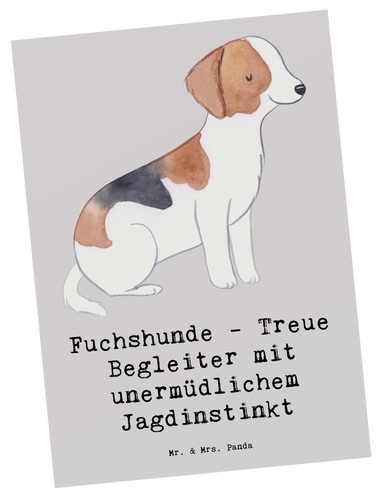 Mr. & Mrs. Panda Postkarte Fuchshunde Treue - Grau Pastell - Geschenk, Designkarte, Grußkarte, Foxhound Pflege, Ausdauer, Abenteuer, Hunderassen, ...