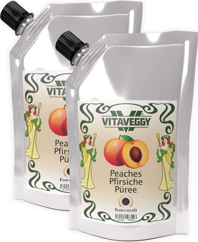 VITAVEGGY Früchte-Püree weisser PFIRSICH 2x1kg ohne Aroma- Produktbild 