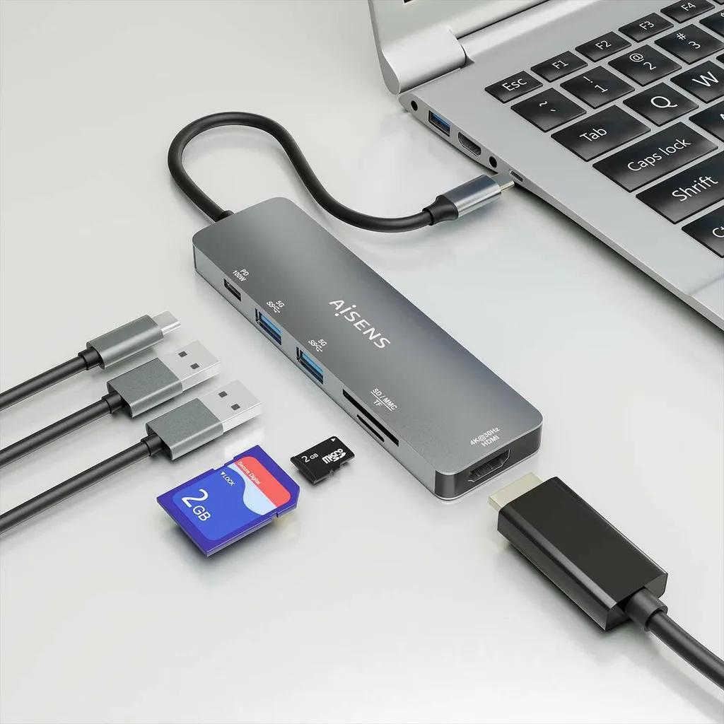 Plus de Ports USB avec le Hub Aisens ASUC-6P016-GR Gris Haute Vitesse