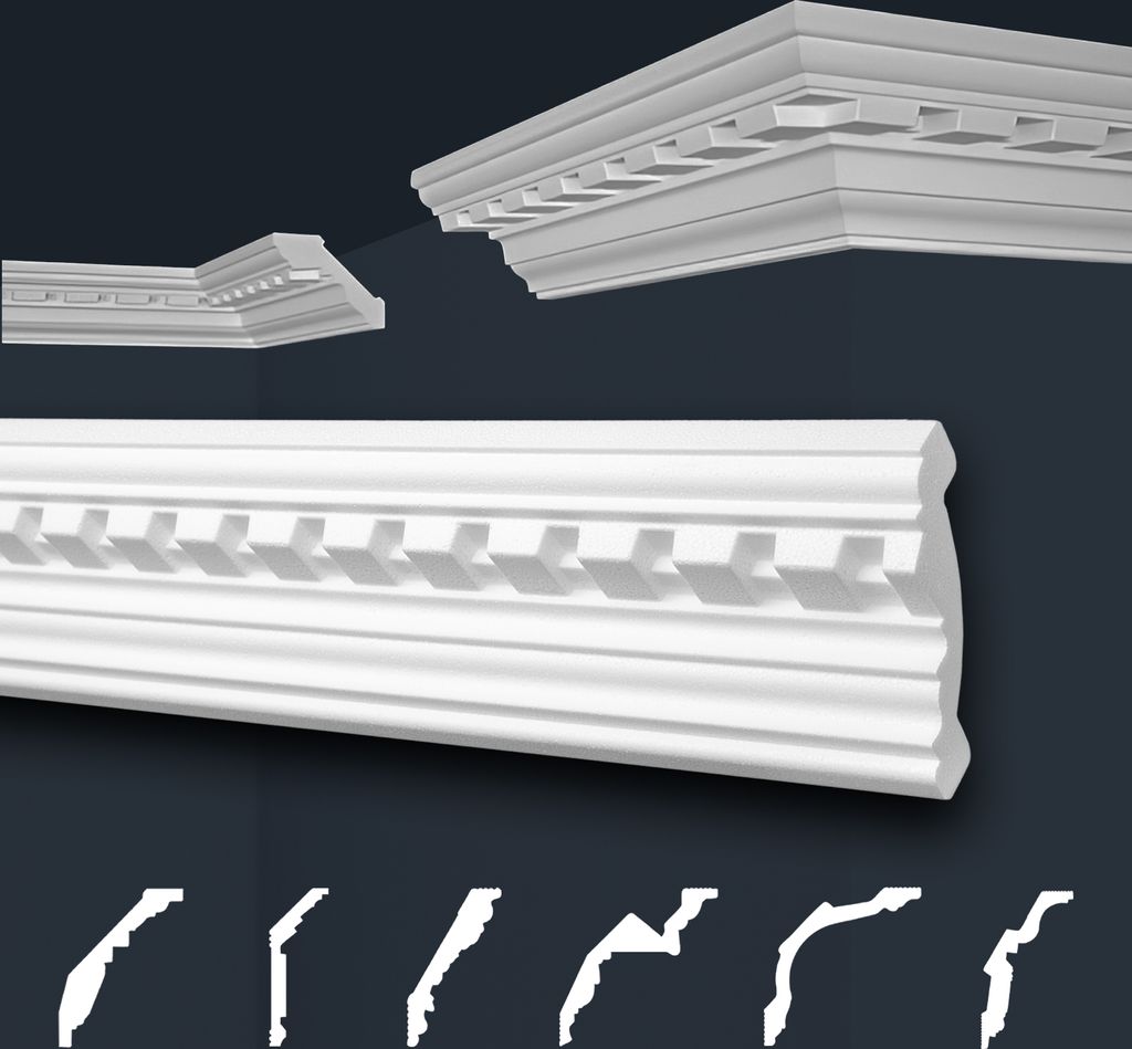 Marbet Deckenleisten weiß Sparpaket aus Styropor EPS - Stuckleisten gemustert, im traditionellen Design - (50 Meter B-15) Stuckprofil Zierprofil E...