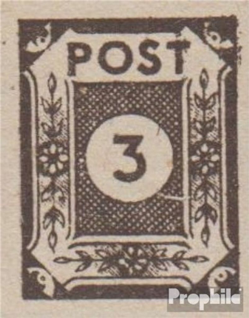 Briefmarken Sowjetische Zone (All.Bes.) 1945 Mi 51I XIV, Ausbuchtung am Bogen der 3 postfrisch Ziffernserie