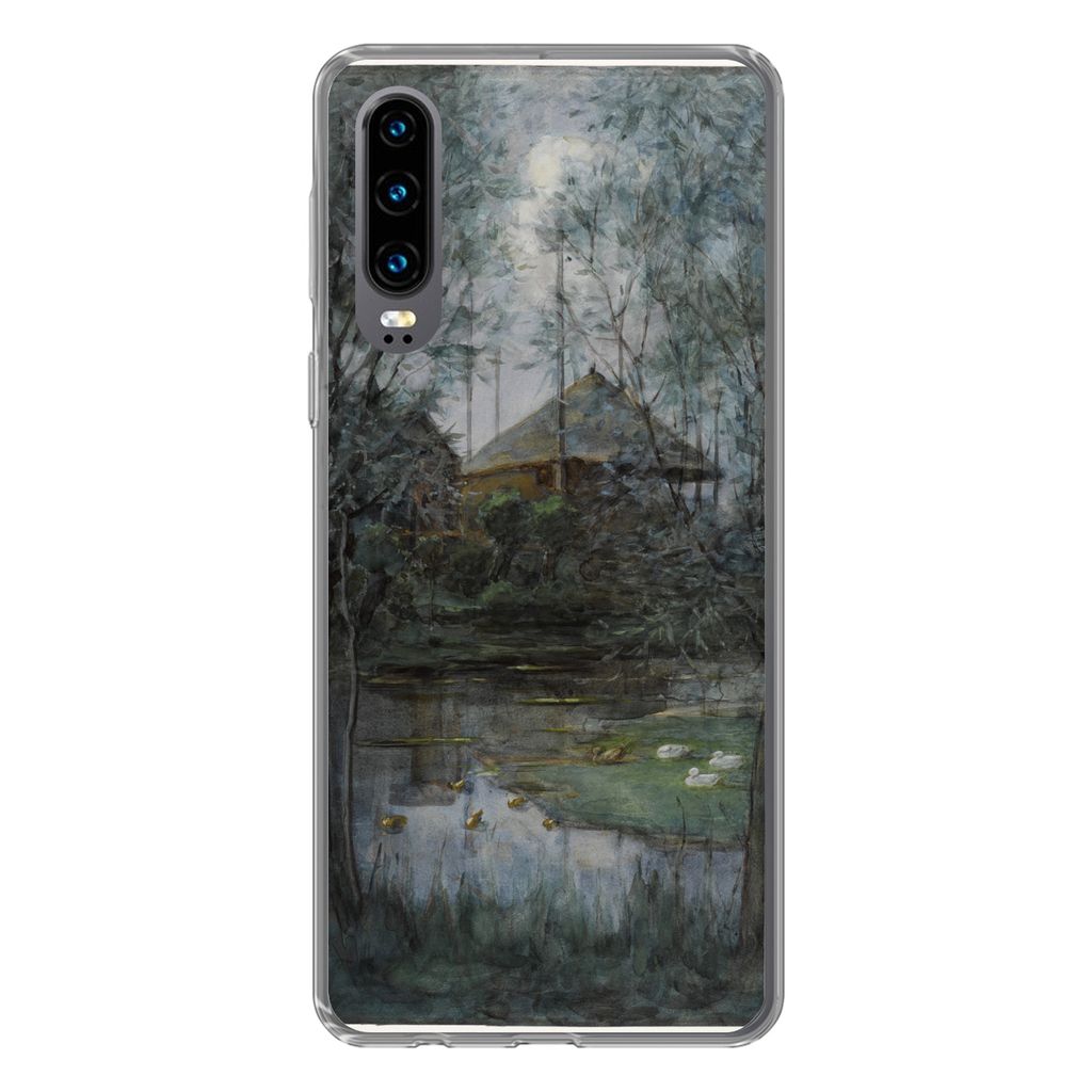 MuchoWow Handyhülle Schutzhülle Hülle für Huawei P30 Heuhaufen - Piet Mondrian Silikon Softcase Handy Hülle - Kartenbesitzer