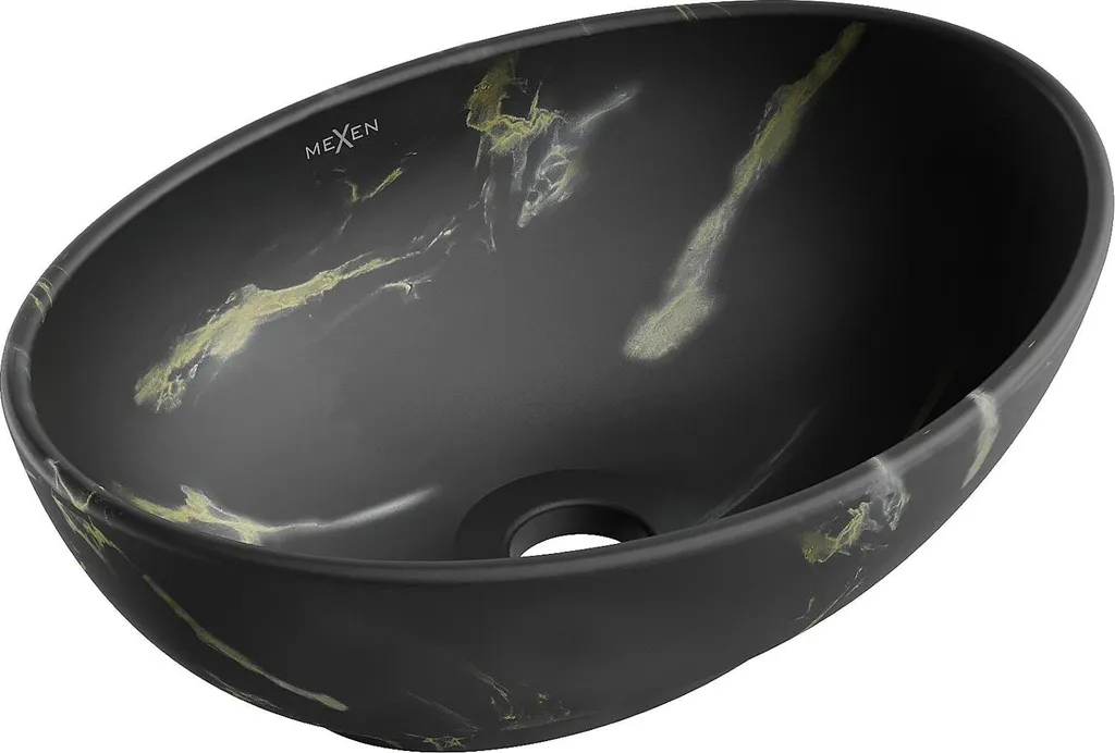 Mexen Elza lavabo da appoggio 40 x 33 cm, pietra nera - 21014084