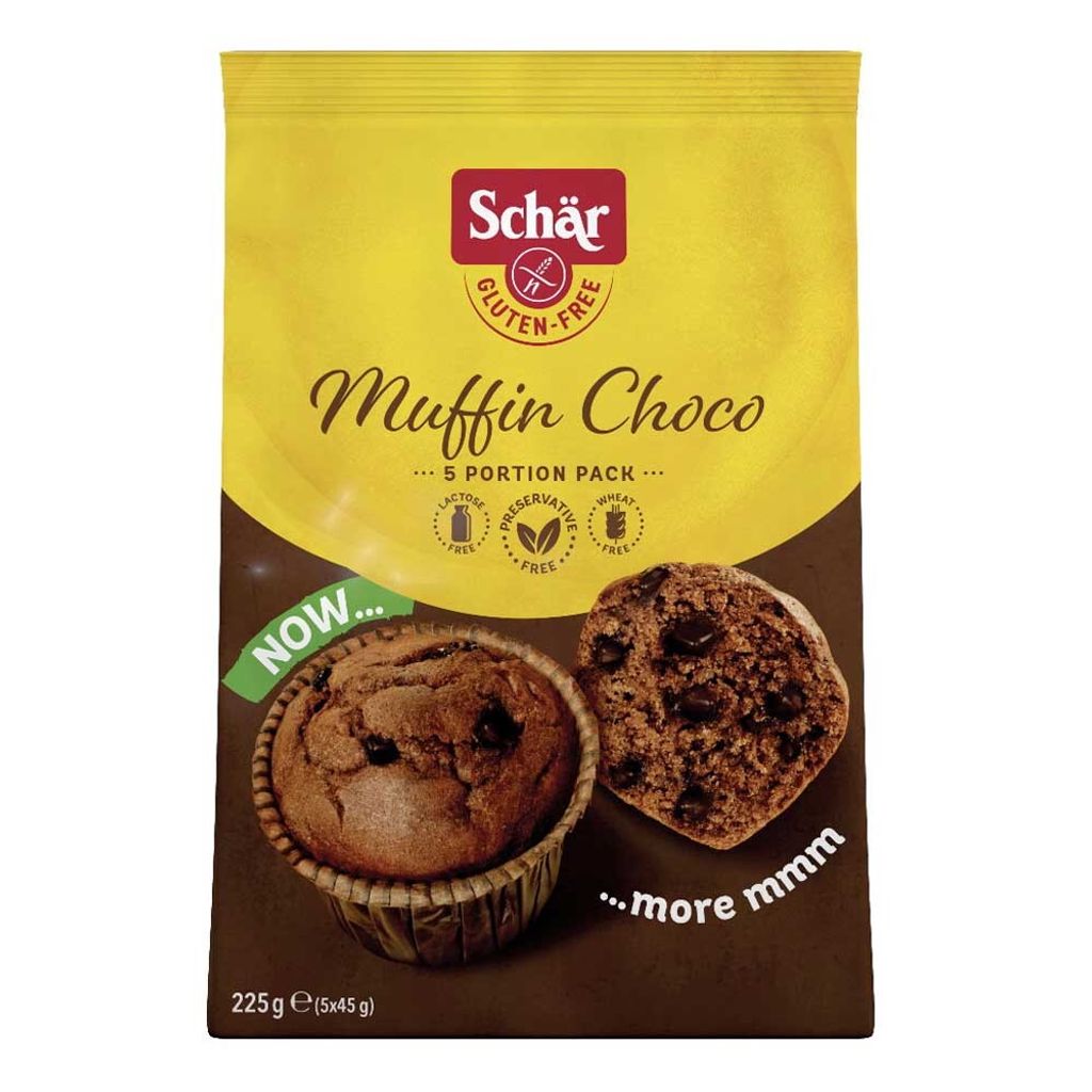 A product package for chocolate chip muffins.