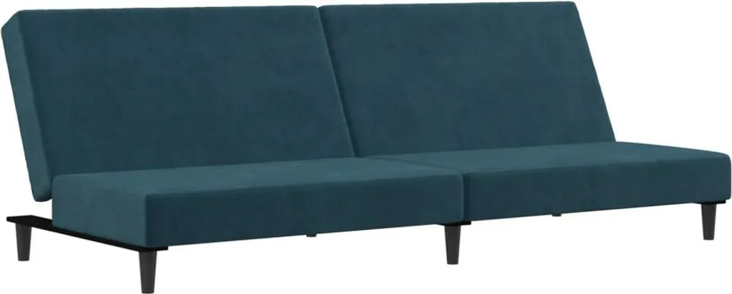 Canapé-lit bleu en velours 2 places - Confort doux et style moderne