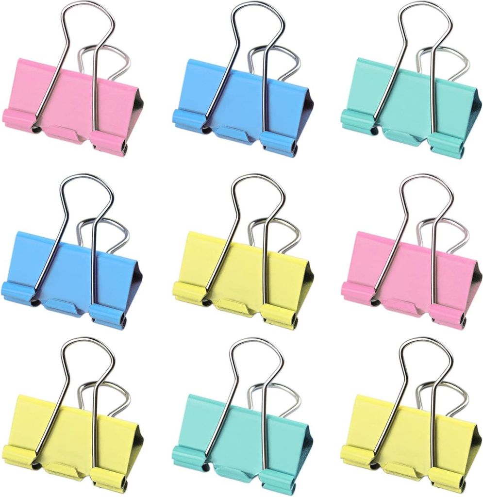120 Stück Foldback Klammern Bunt, Papierklammern Metall, Binder Clips, Vielzweckklammer 32mm 25mm 19mm 15mm für Büro Schule Notizen Briefpapier