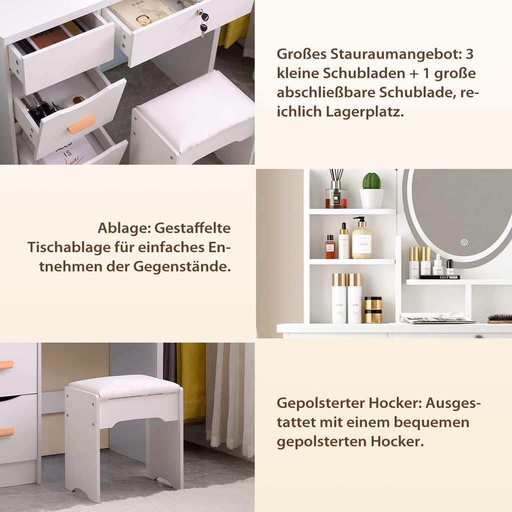 MULISOFT Schminktisch mit LED-Beleuchtung Spiegel, 3 Produktbild 6