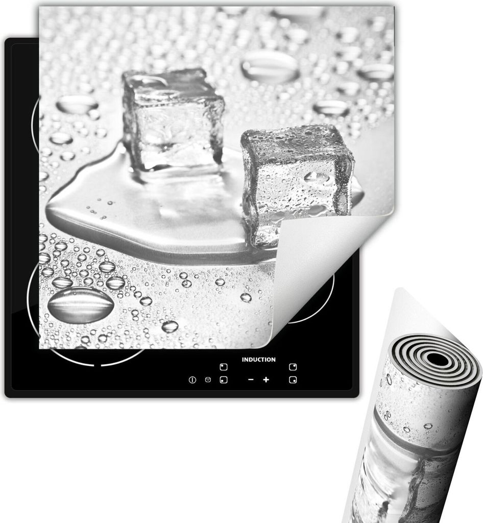 Herdabdeckplattee Glaskeramikfeldabdeckung 50x52 cm Anti Rutsch Matte Aufrollbar, Eiswürfel