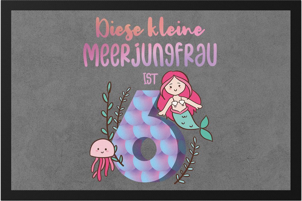 Diese Kleine Meerjungfrau Ist 6 Fußmatte Geburtstagsgeschenk 6. Geburtstag Süßes Motiv
