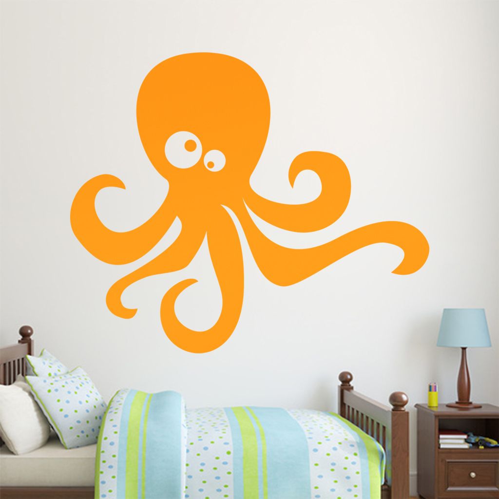 KIWISTAR Niedliche Oktopus - Krake Wandtattoo in 6 Größen - Wandaufkleber Wall Sticker - Dekoration, Küche, Wohnzimmer, Schlafzimmer, Badezimmer