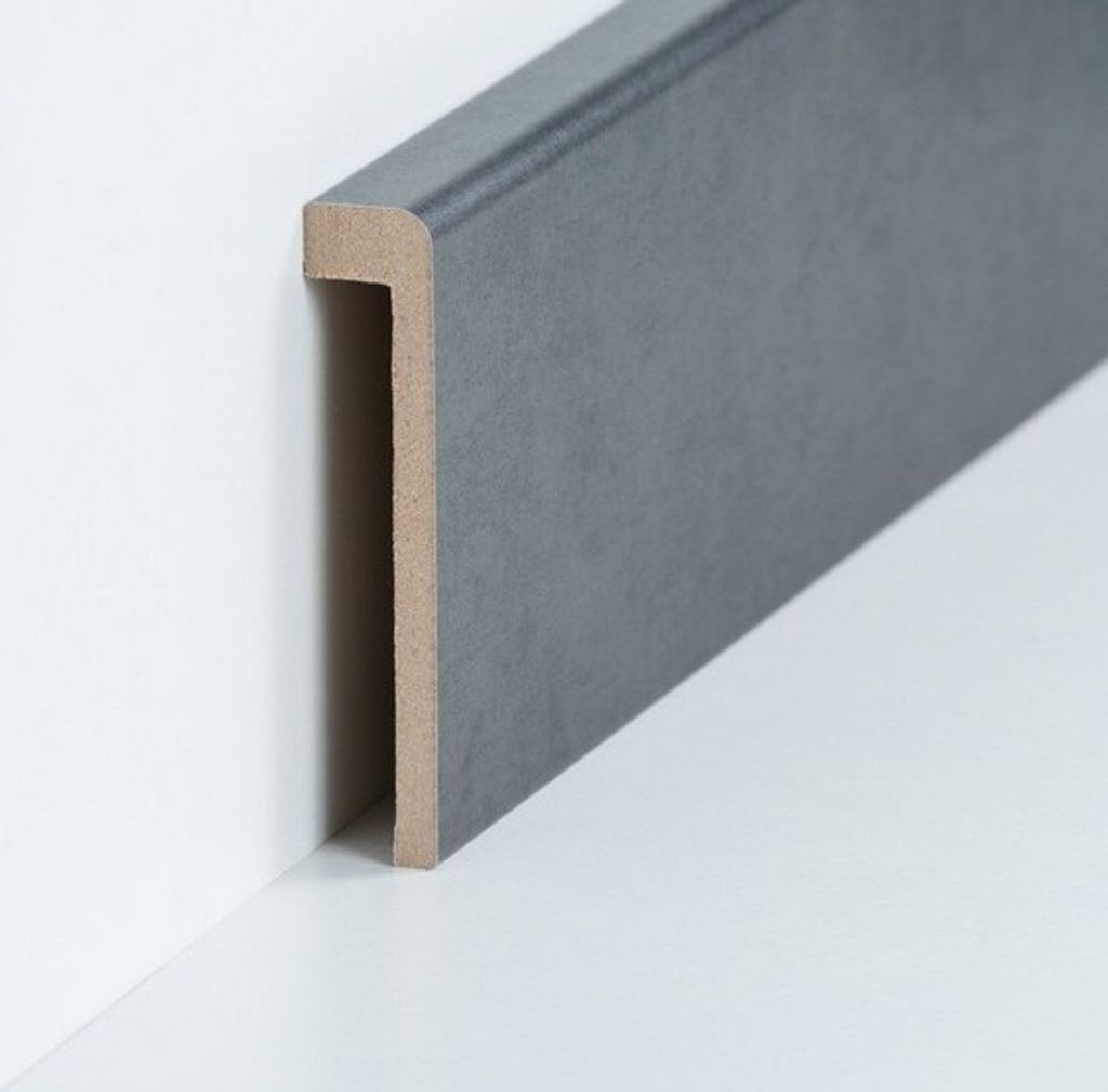 Fliesenabdeckleiste Bis 85 mm Höhe 19 x 96 x 2500 mm Grau MDF-Kern foliert Abdeckleiste für Fliesensockel by PROVISTON 25 Meter | 10 Stück
