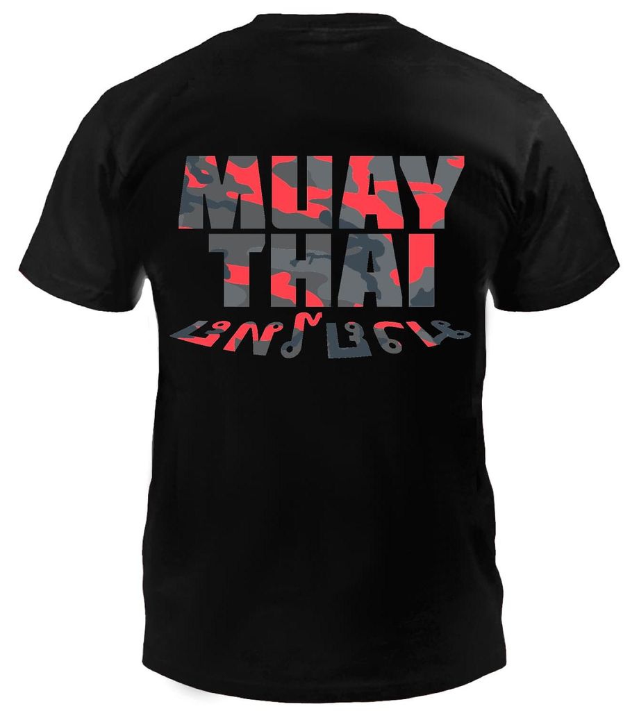 Dynamix Athletics T-Shirt Muay Thai Fight - Schwarz/Camo Rot(XXL)