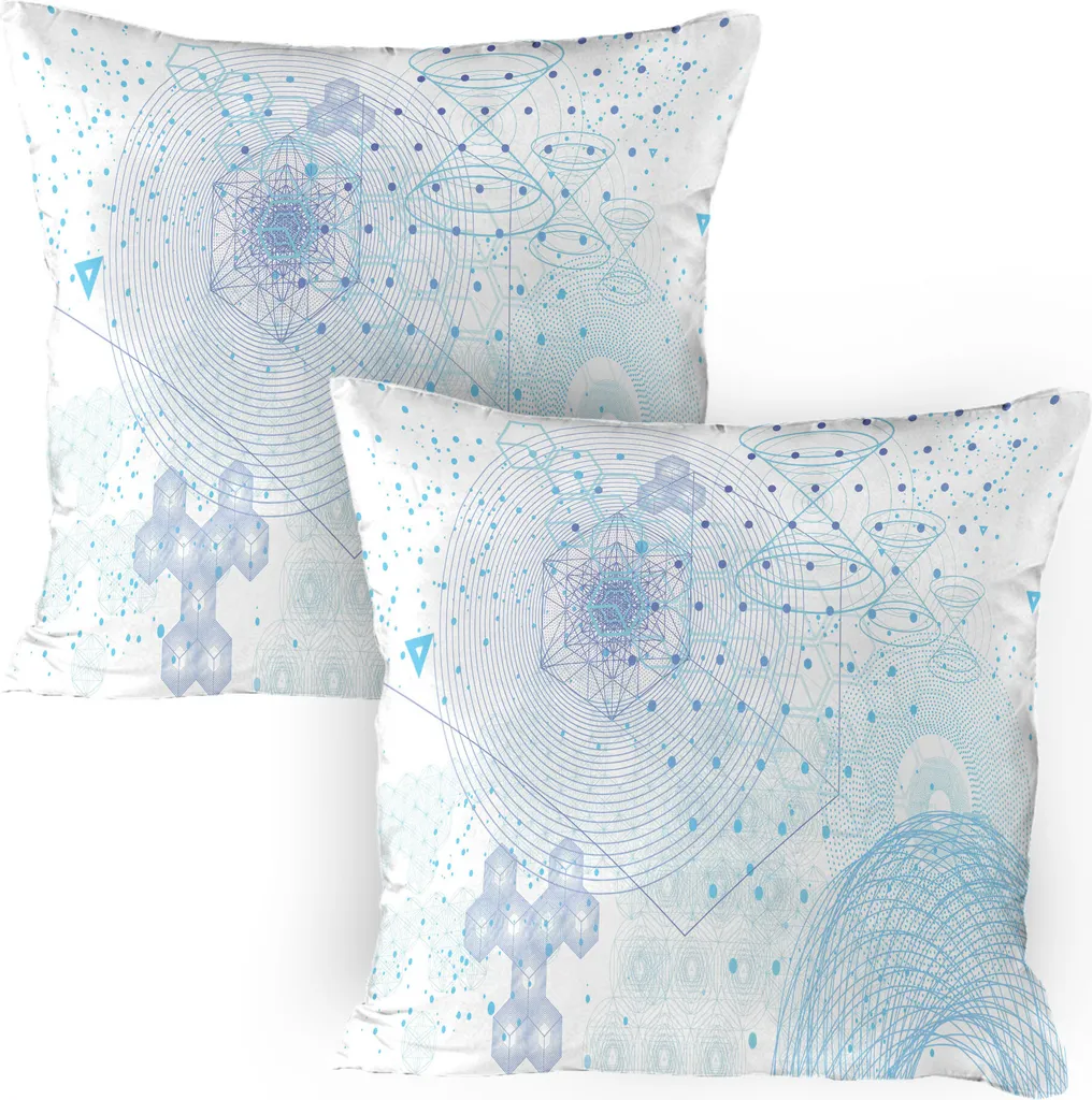 Set 2 Federe 80x80 ABAKUHAUS Arte Astratta Geometrica Blu