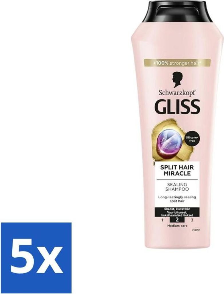 Gliss-Kur - Shampoo - Spliss Wunder - Repariert Spliss - 400 ml - Vorteilspack - 5 Stücke