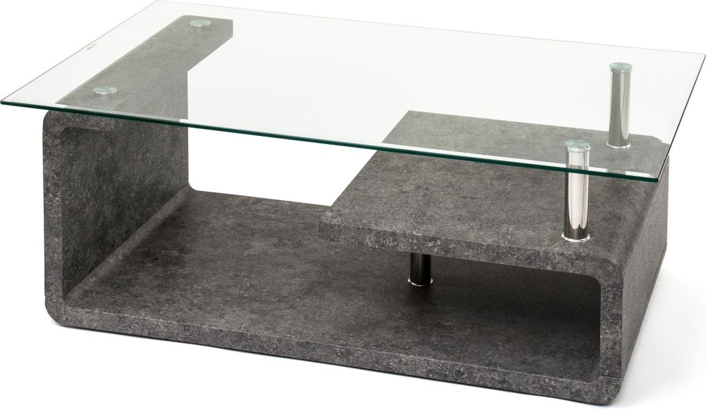 Couchtisch >2/102-30< in Stone Optik, Glas - 110x40x65cm (BxHxT)