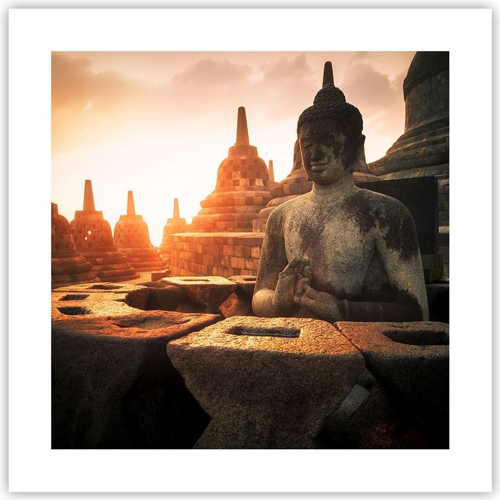 Poster - Poster ohne Rahmen - Buddha Glaube Asien - 40x40 cm - Wand Bild - Wanddeko - Wandbilder - Kunstposter - Wandposter - Bilder - Kunstdruck -...