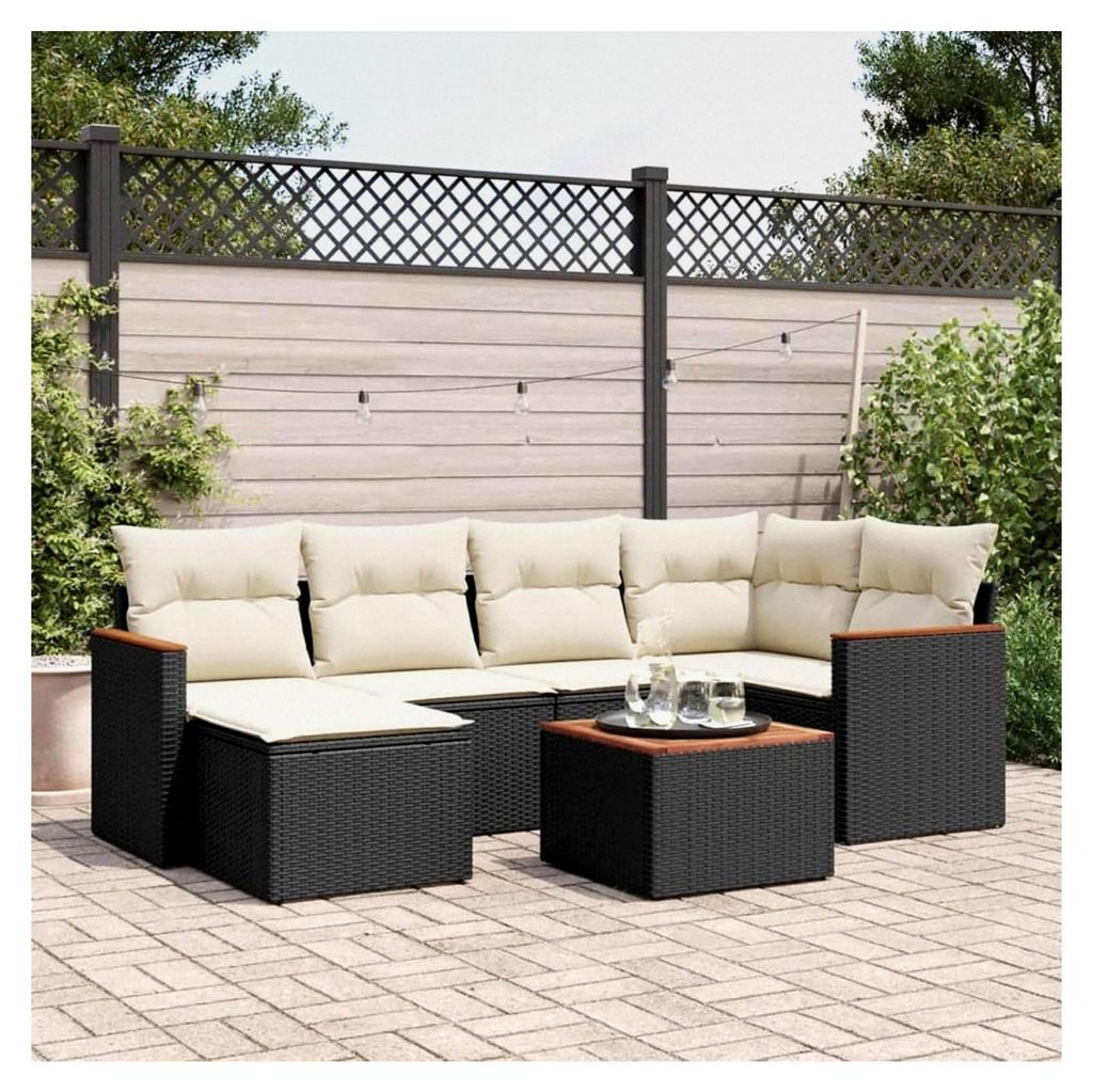 Ecklounge für den Balkon mit Stauraum, Gartenlounge für kleine Balkone, Rattan Sofa für den Außenbereich