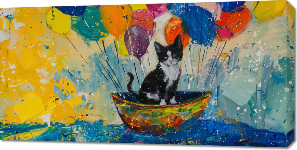 Bild 100x50cm Katze im Boot
