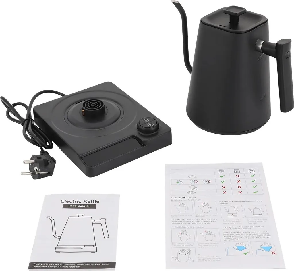 Regala il Piacere del Caffè: Bollitore Gooseneck Nero 1200W Acciaio