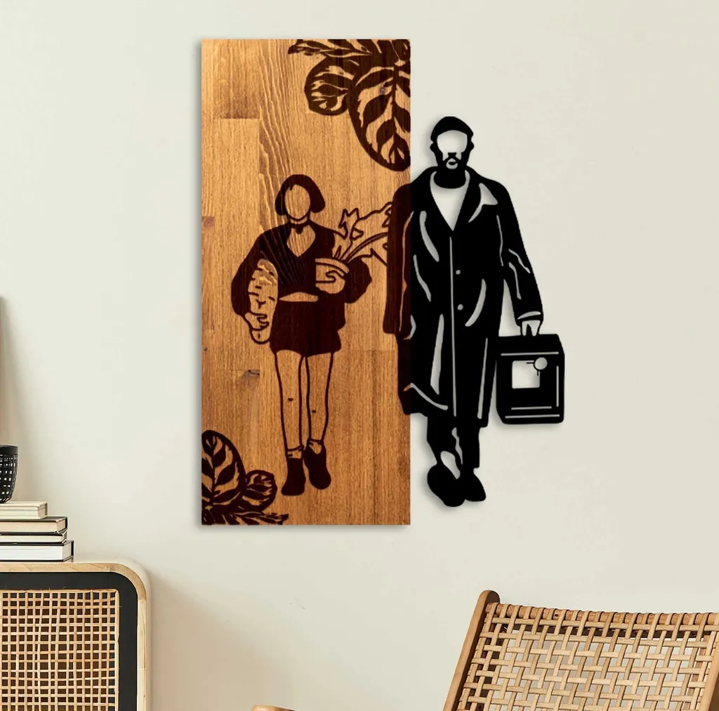 Wallity Leon The Professional - Quadro Legno e Metallo Noce 44x58cm