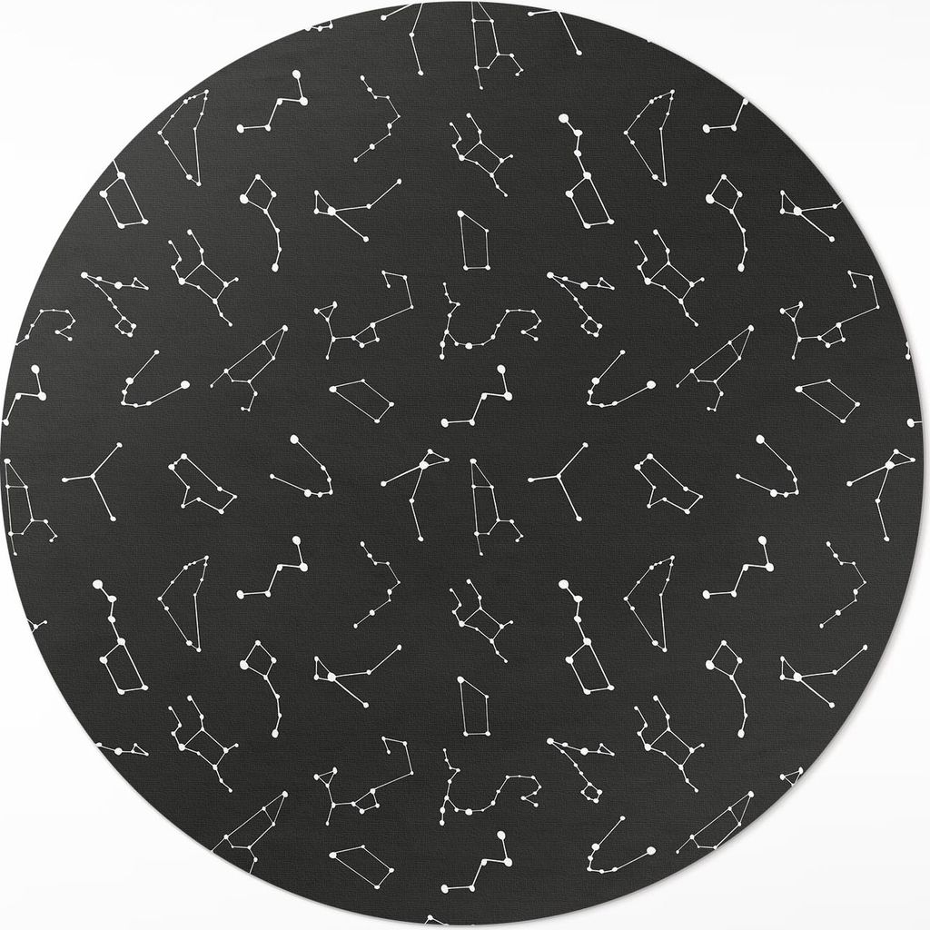 Sternkonstellationen Horoskop Tierkreis Kosmos– Vinylteppich – Indoor Teppich – Flur – Pflegeleicht – Runder Teppich – PVC Teppich – ...