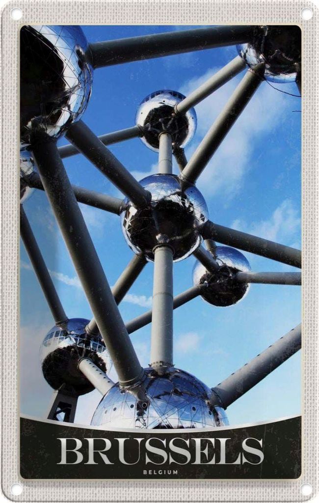 vianmo Blechschild 18x12 cm Brüssel Belgien Atomium Chemie Bildmotiv Reisemotiv Abenteuer Reisen Urlaub