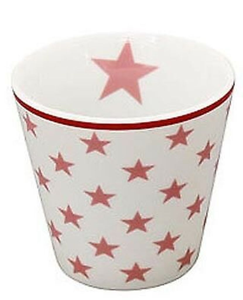 Krasilnikoff ESPRESSO Tasse STERNE Weiß / Rosa Porzellan Stern Becher Kaffee