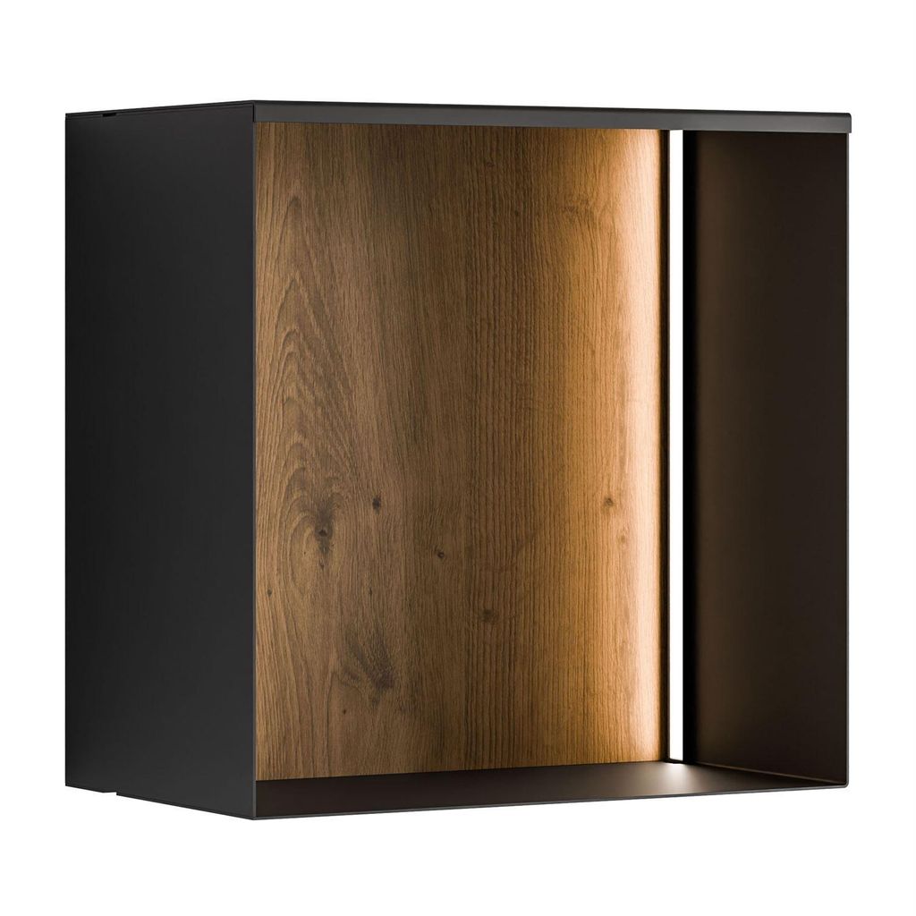 Metallregal QUADRO mit LED Beleuchtung, Schwarz / Artisan
