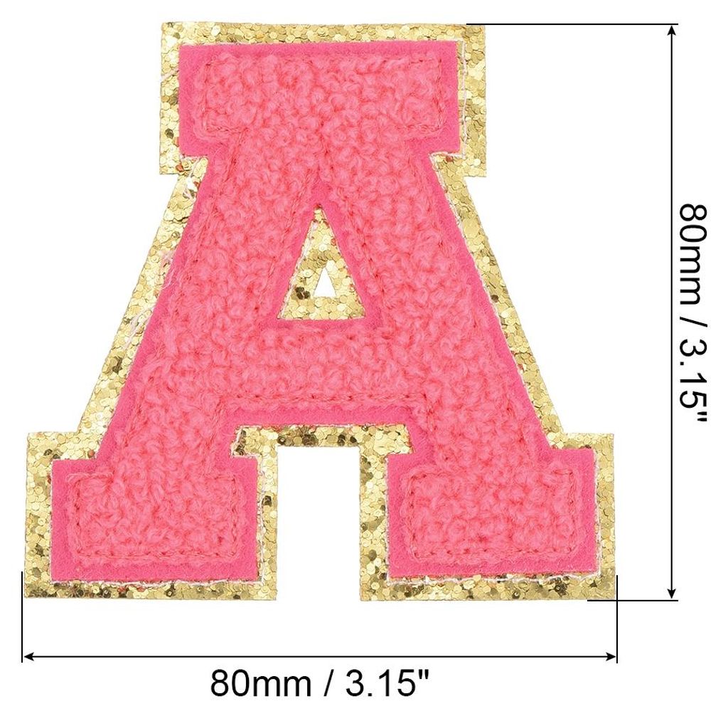 3 Stš¹ck Buchstaben zum Aufbš¹geln, 80 mm Selbstklebende Chenille Buchstaben A mit Glitzer-Goldrand, Gestickter Patch zum Aufbš¹geln fš¹r K...