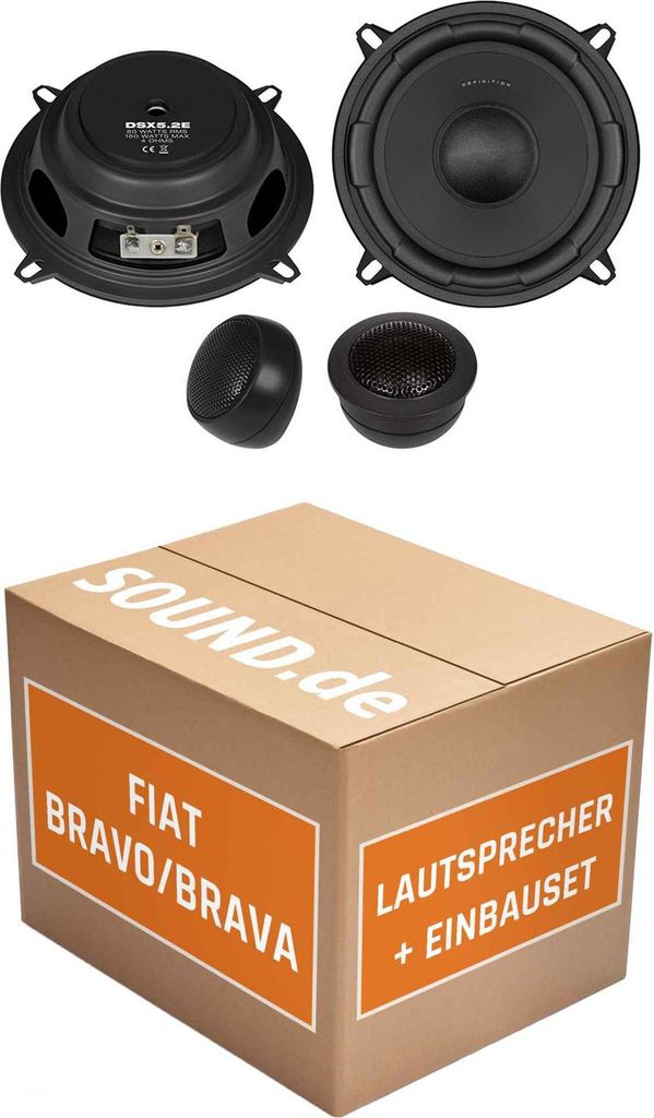Lautsprecher Boxen Einbaupaket vorne Crunch DSX5.2E passend für Fiat Bravo Typ 182 | 2x Tief-Mitteltöner 2x Hochtöner 4x Frequenzweiche