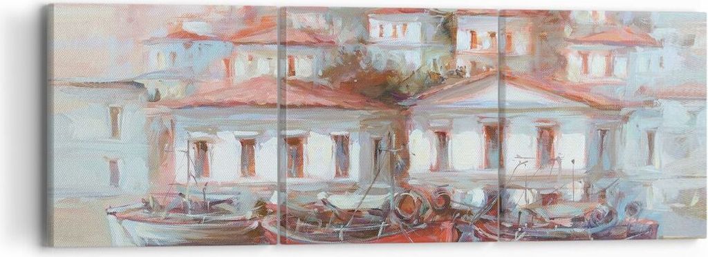 Bild auf Leinwand - Leinwandbild - 3 Teile - Bild Segelboot Hafen - 90x30cm - Wand Bild - Wanddeko - Wandbilder - Leinwanddruck - Bilder - Wanddeko...