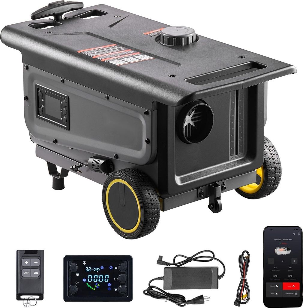 Dieselheizung - Tragbare All-in-One Luftheizung - 8 kW Leistung - 12 V/24 V - Bluetooth-App-Steuerung & Fernbedienung - LCD-Display - 5 L Kraftstof...