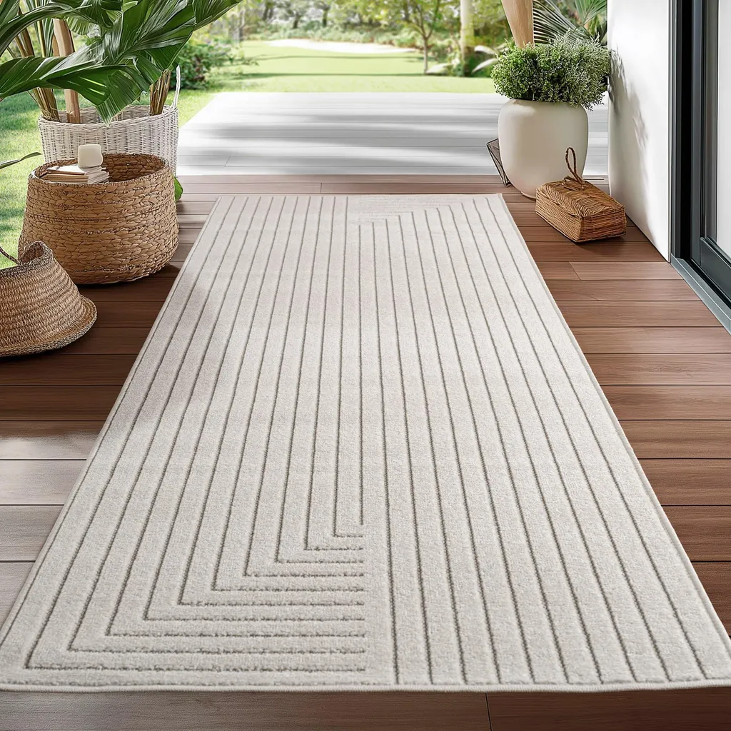 Nova Luo Tapis Poils Ras Coureur 80x250cm Crème - Tapis de Passage Chic - 2