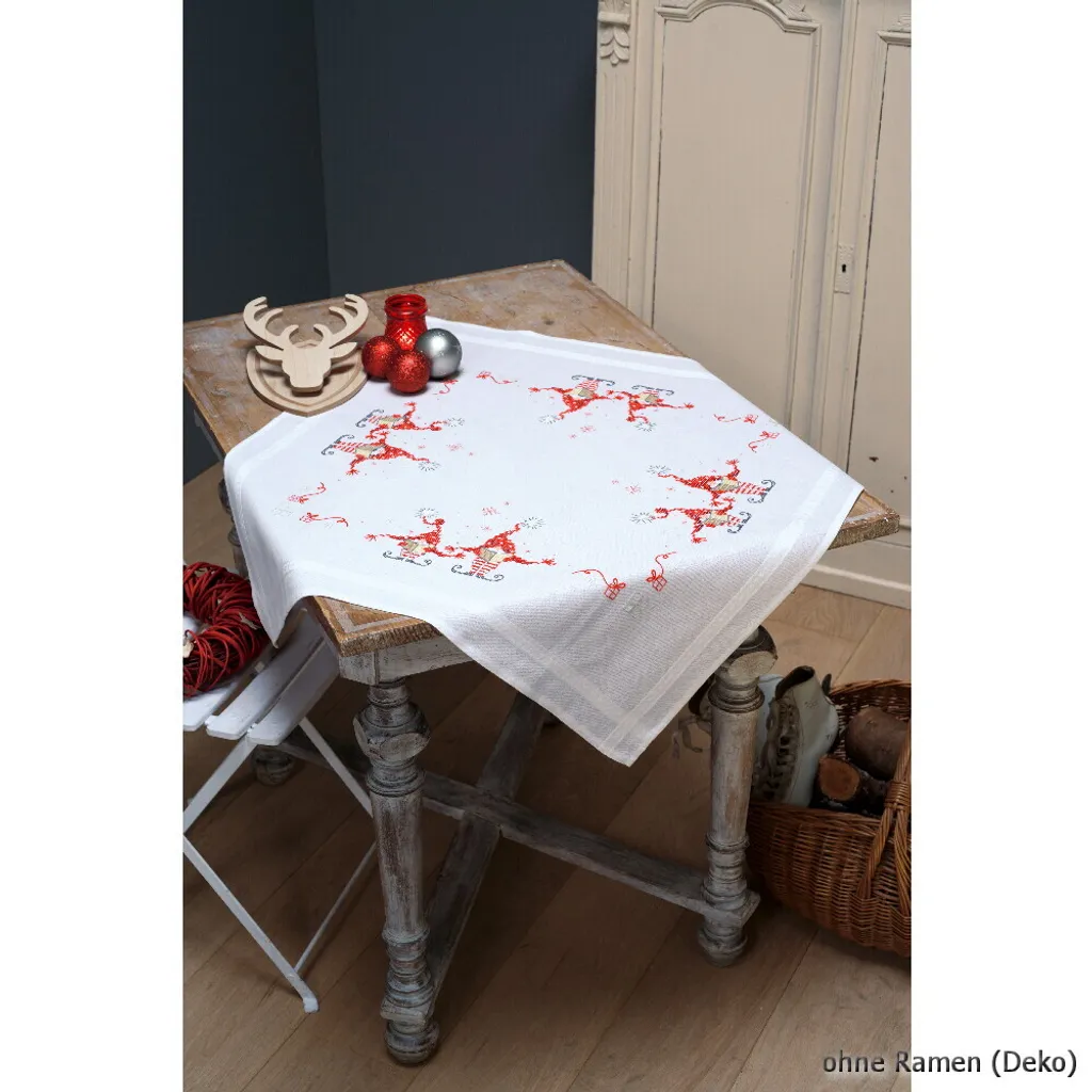 Kit Tovaglia Vervaco Gnomi da Ricamare 80x80 - Tutto Incluso DMC