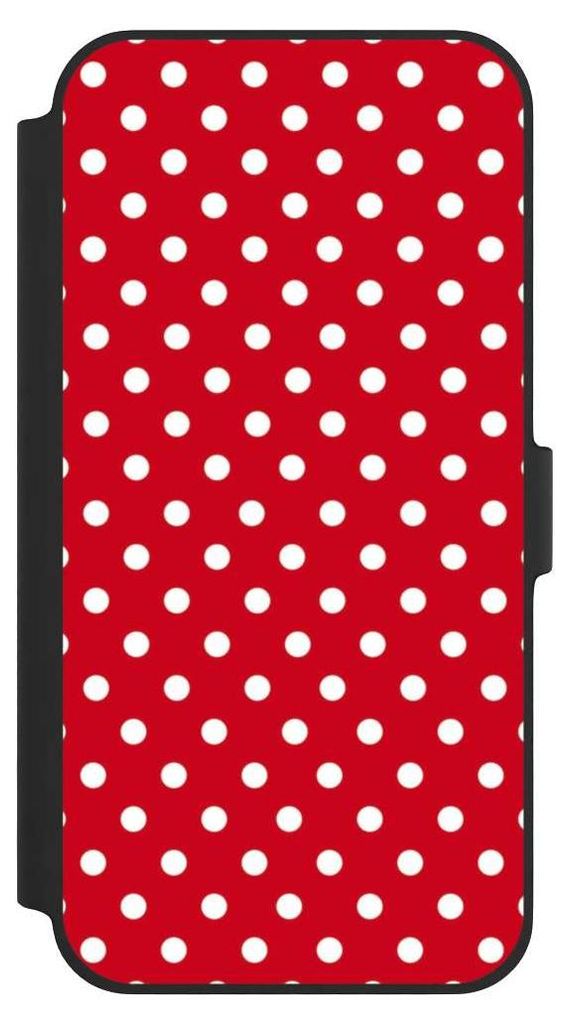 NIVOCASE Klapphülle für Apple iPhone 14 Plus Handyhülle aus Kunst Leder NIVOflip schwarz Polka Dots Punkte Retro