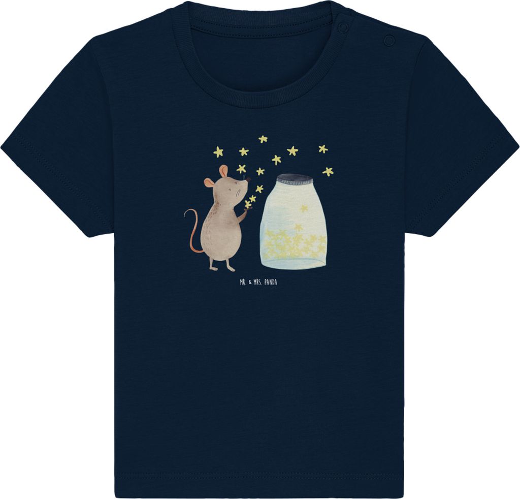 Mr. & Mrs. Panda Organic Baby Shirt Maus Sterne 24. - 36. Monat - French Navy - Geschenk, T-Shirt, Geburt, Geburtstag, Schwangerschaft, Kindergebur...