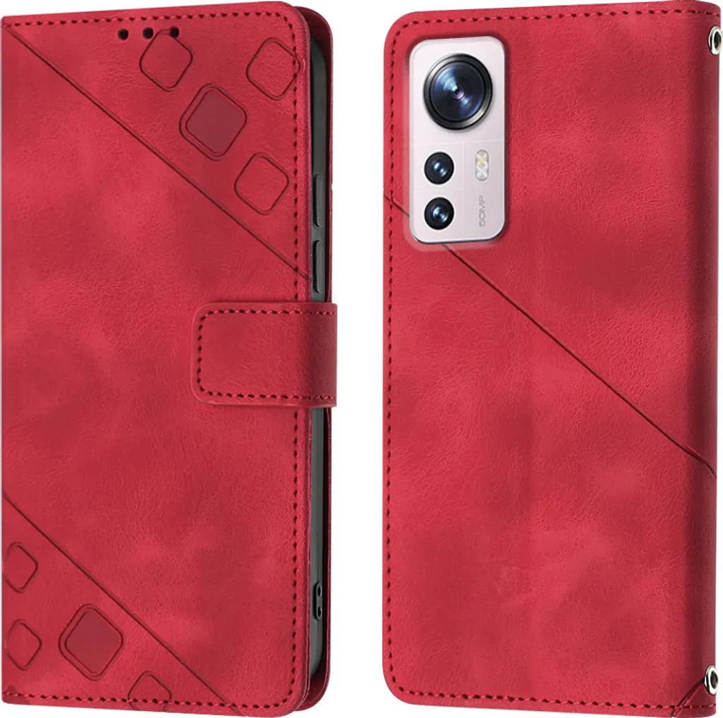 Custodia Xiaomi 12 Rossa Portafoglio Pelle - Ideale per Famiglia