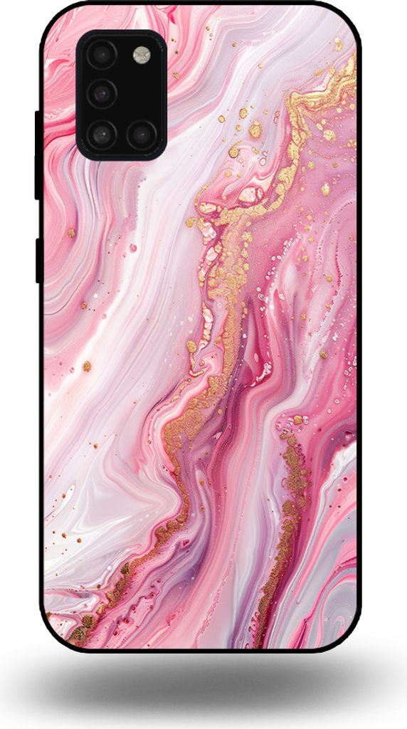 Smartphonica Handytasche passend für Samsung Galaxy A31 mit Marmordruck - TPU Rückseitenschutzhülle Marmordesign - Pink