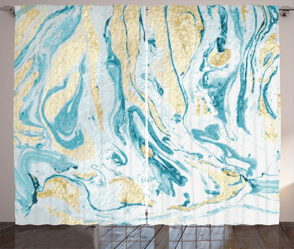 Rideaux de Salon 280x225 cm Motif Marbre Rustique à Bandes Universelles