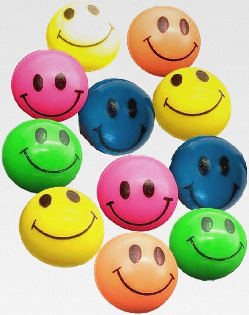 10x Flummi Frost Lachgesicht Neon Bunte gemischt 27mm Dopsball Gummiball Katzenball Spingball (Lachgesicht)