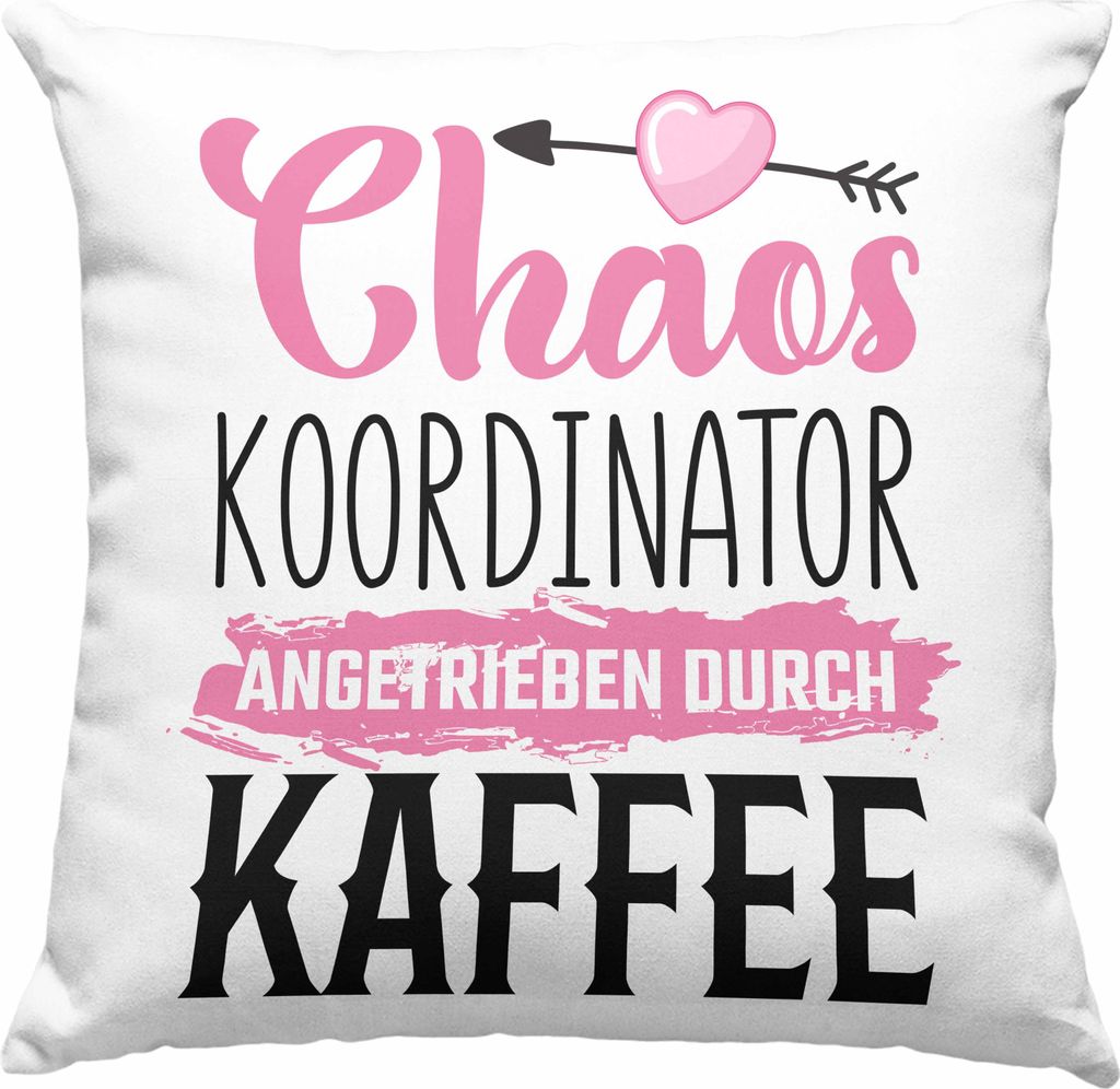 Trendation - Deko-Kissen mit Füllung 40x40 für Chefin Geschenk Chaos Koordinatorin Geschenkidee Lustige Deko-Kissen mit Füllung 40x40 Mama Mutte...