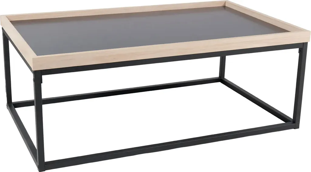 Grande table de salon rectangulaire HARIS bois de chêne et métal noir