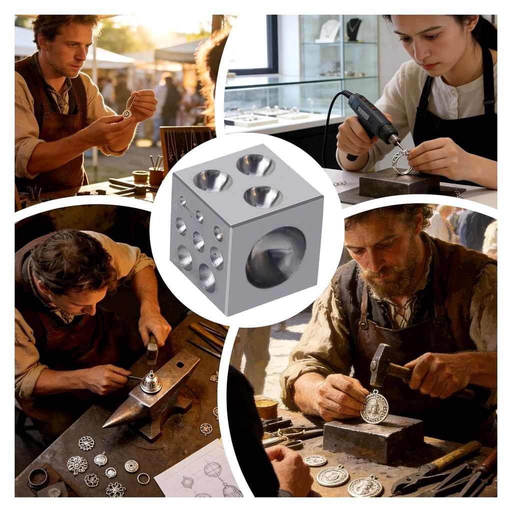 Lünettenblock – 17°-Präzisionswerkzeug 3,5–20 mm, runder Metall-Lünettenblock mit verschiedenen Lochgrößen für Goldschmiede und Schmuckh...